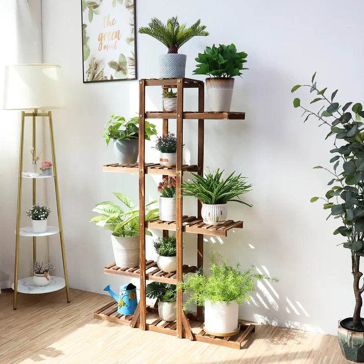 indoor plants rack design Tall 6 Tier Wood Plant Stand, Corner Shelf Flower Rack – Metro Elegance