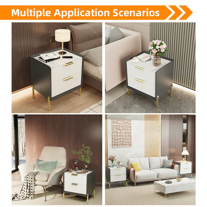 Fully Assembled Modern Nightstand with 2 Drawers Bedroom Nightstand – 9 inch, side table, view 11