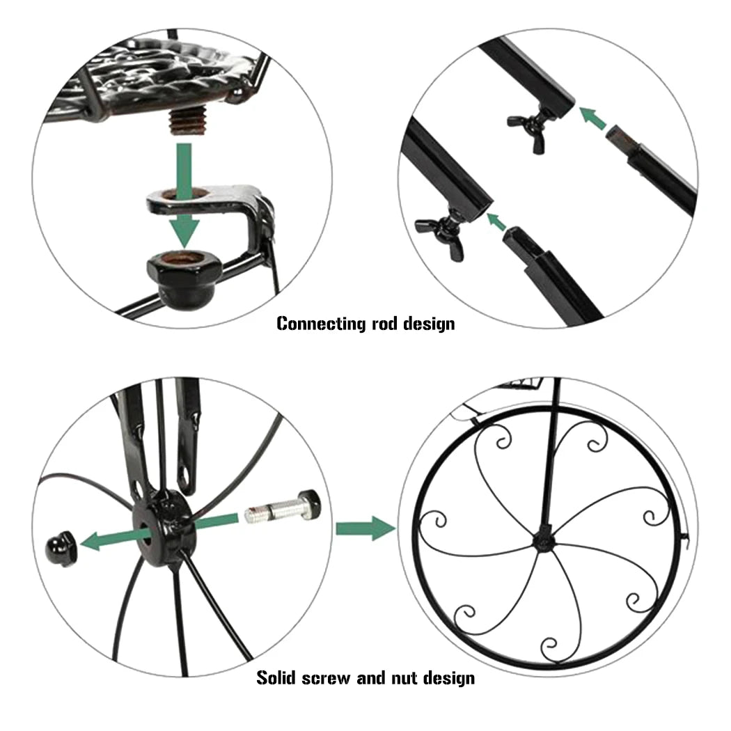 3-Tier Iron Bicycle Plant Stand, Indoor outdoor metal plant stand.