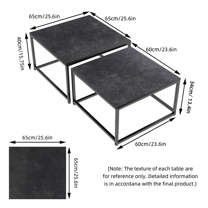 2PCS Texture Modern-Inspired Nesting Coffee Table Set