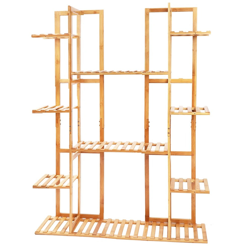 9-Tier Bamboo Plant Stand – Multi-Level Flowerpot Display Rack for Up to 17 Pots (Indoor & Outdoor)