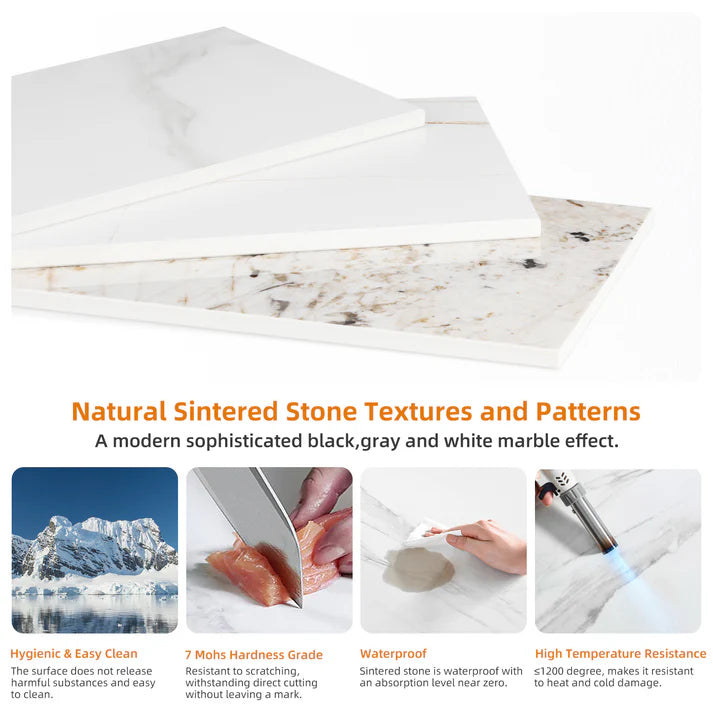 2-Tier Sofa Side Table Sintered Stone-top