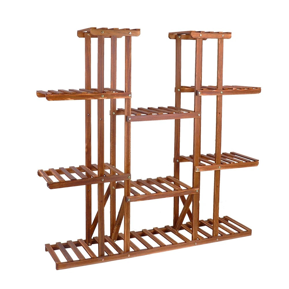 46" Multi-Tier Wooden Plant Stand – 16-Pot Flower Display Rack for Indoor & Outdoor Patio or Garden