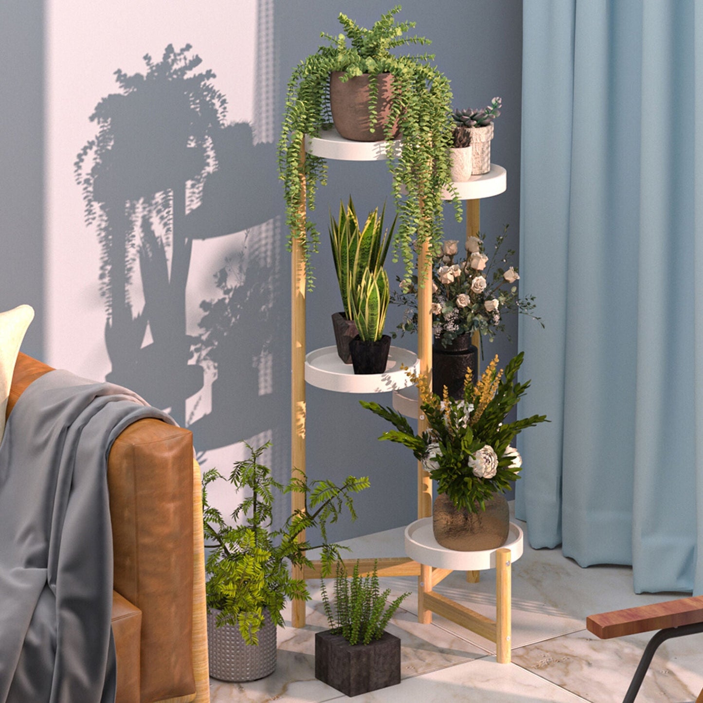 5-Tier Bamboo Plant Stand – A Modern Flower Pot Holder for Patios & Indoor Spaces