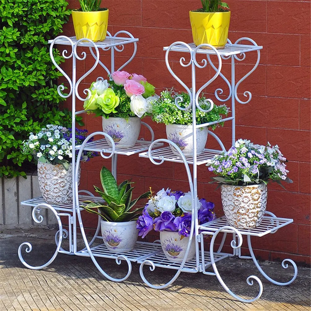 4-Tier Metal Plant Stand – Indoor/Outdoor Flower Display Rack for Balcony and Living Room