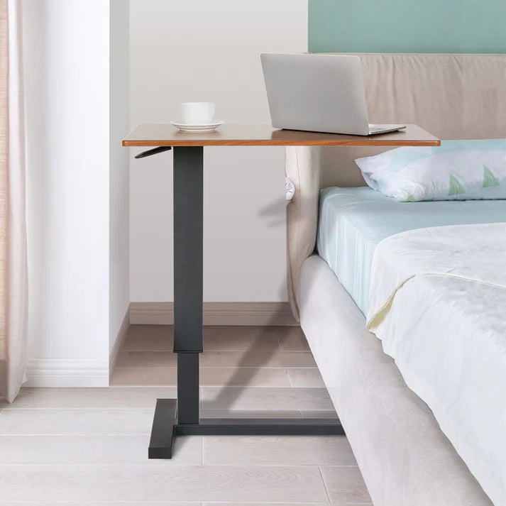 Overbed Bedside Table, Height Adjustable with Wheels