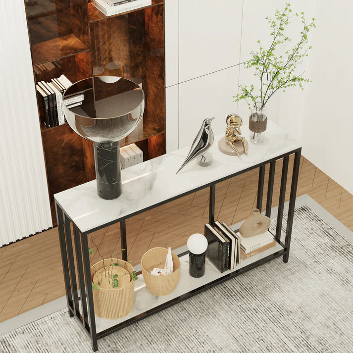 Modern Console Foyer Table w/ Metal Black Frame