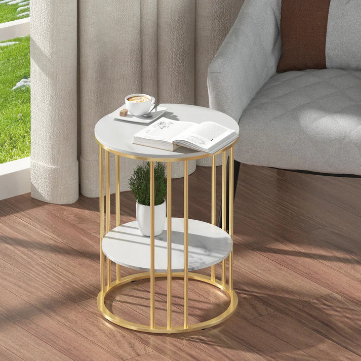 Two-tier Side Accent Table for Sofa Side