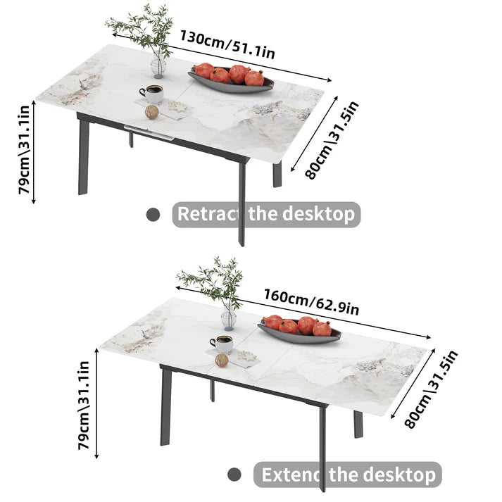 Extendable Rectangle Dining Table 130CM-160CM