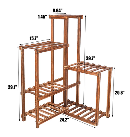 6 Tier Plant Corner Stand  Wood Displaying Shelves