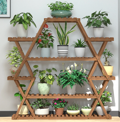 6 Tier Large Triangular Wood Plant Stand,Plant Corner Display