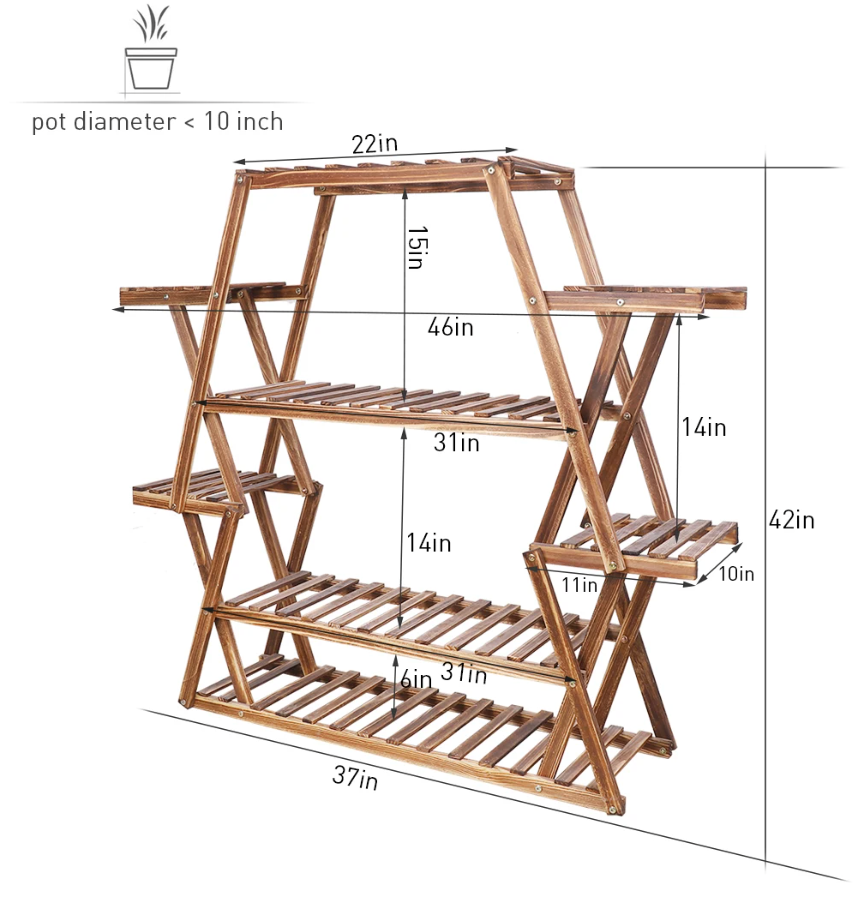 6 Tier Large Triangular Wood Plant Stand,Plant Corner Display