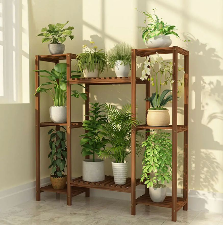 Multi-Tier Bamboo Plant Flower Stand Display Shelf