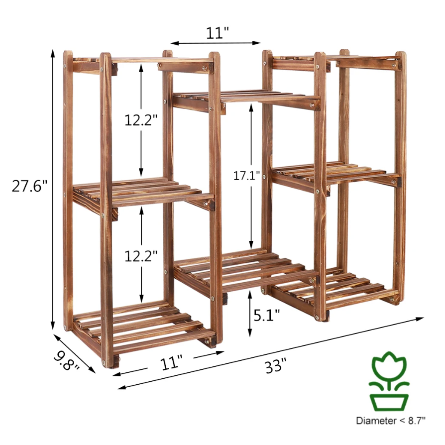 Multi-Tier Bamboo Plant Flower Stand Display Shelf