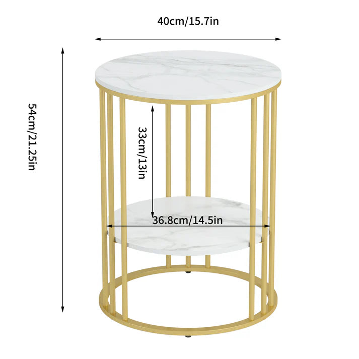 Two-tier Side Accent Table for Sofa Side