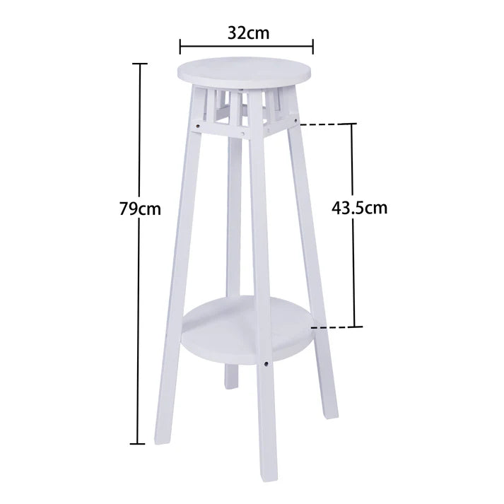 A Set Of 2 Minimalist White Wooden Plant Stands Garden Flower Holder