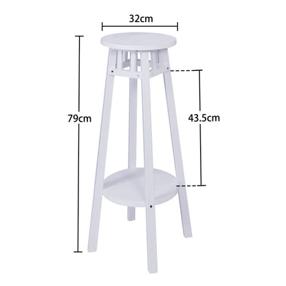 A Set Of 2 Minimalist White Wooden Plant Stands Garden Flower Holder