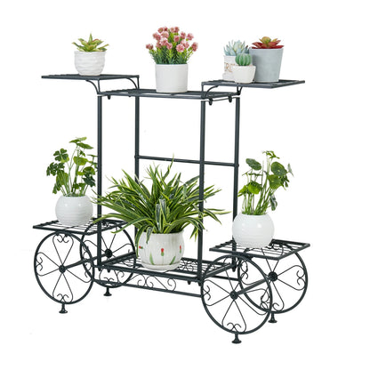 6-Tier Wrought Iron Plant Stand – Indoor/Outdoor Garden Cart Display Shelf for Home Décor