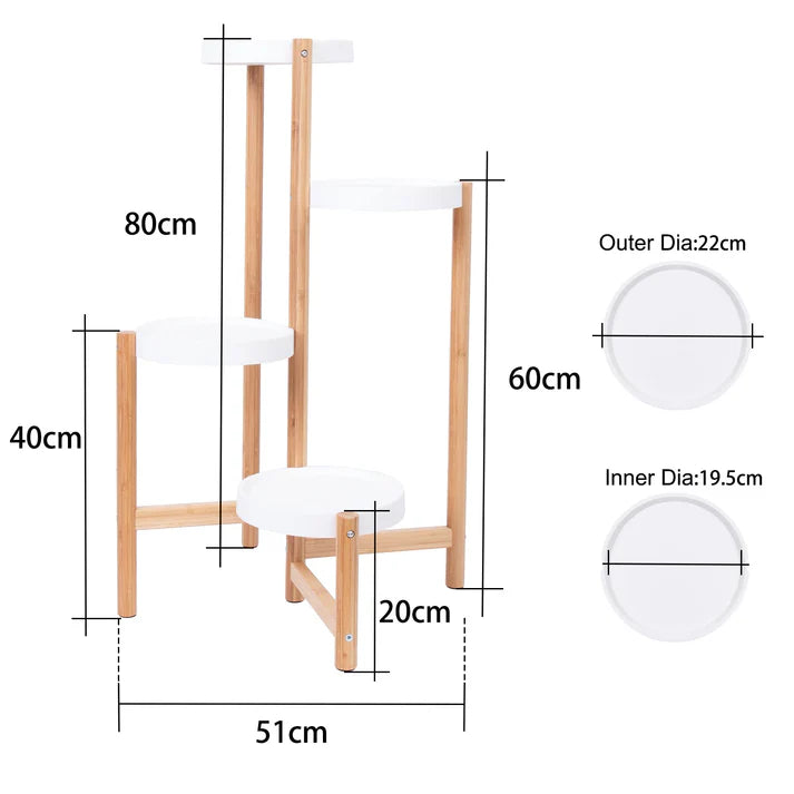 Bamboo 4 Tiers Cute Plants Stand Holder