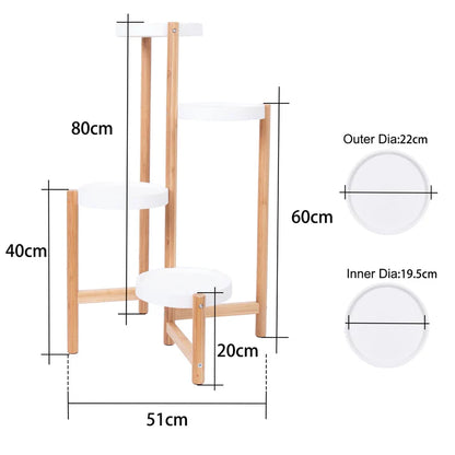 Bamboo 4 Tiers Cute Plants Stand Holder