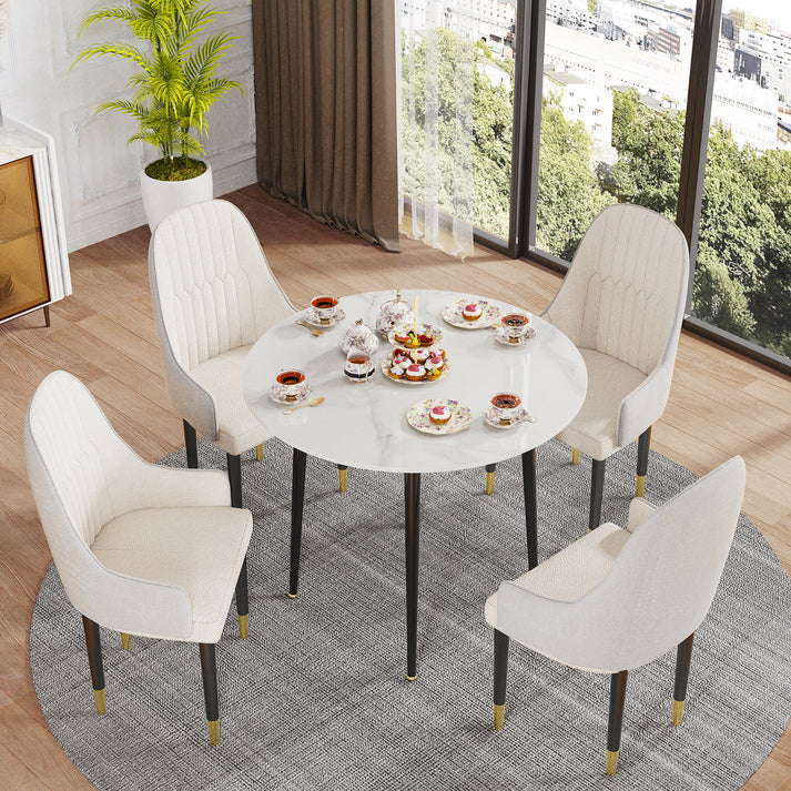 Round Kitchen White Sintered Stone Dining Table