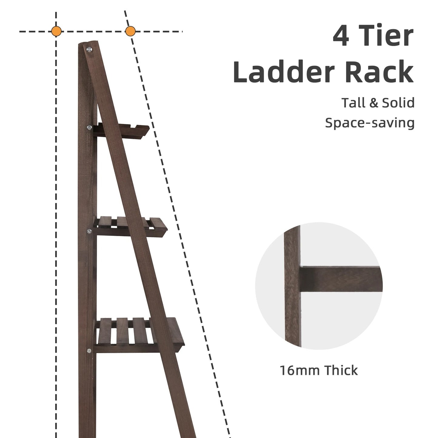 Foldable Wooden Ladder Shelf Plant Stand