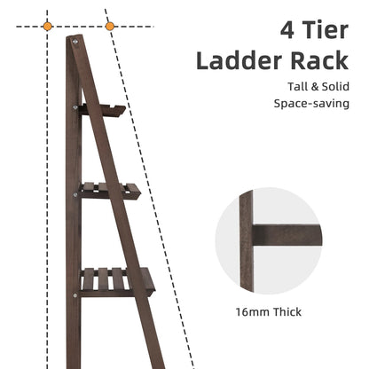 Foldable Wooden Ladder Shelf Plant Stand
