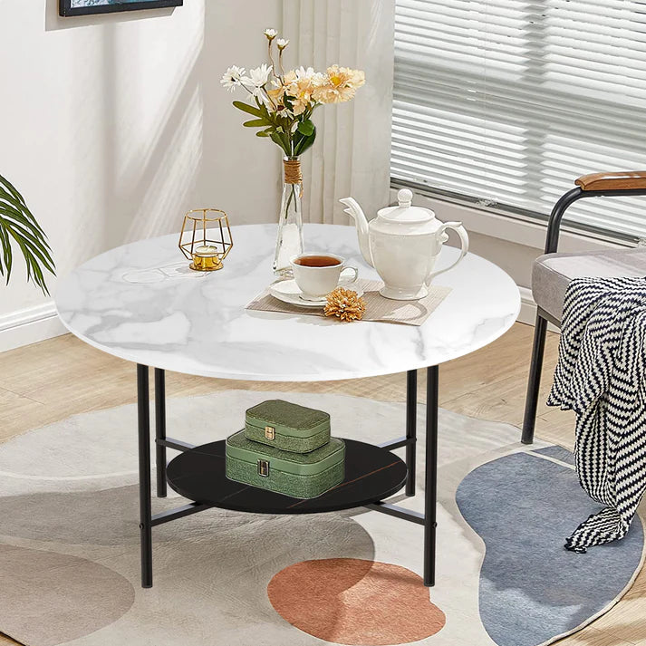 Round Coffee End Table with 2 Tiers