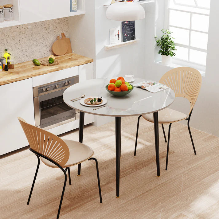 Round Kitchen White Sintered Stone Dining Table