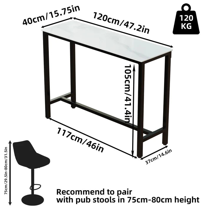 105CM Tall Rectangular Bar Table Countertop Pub Table