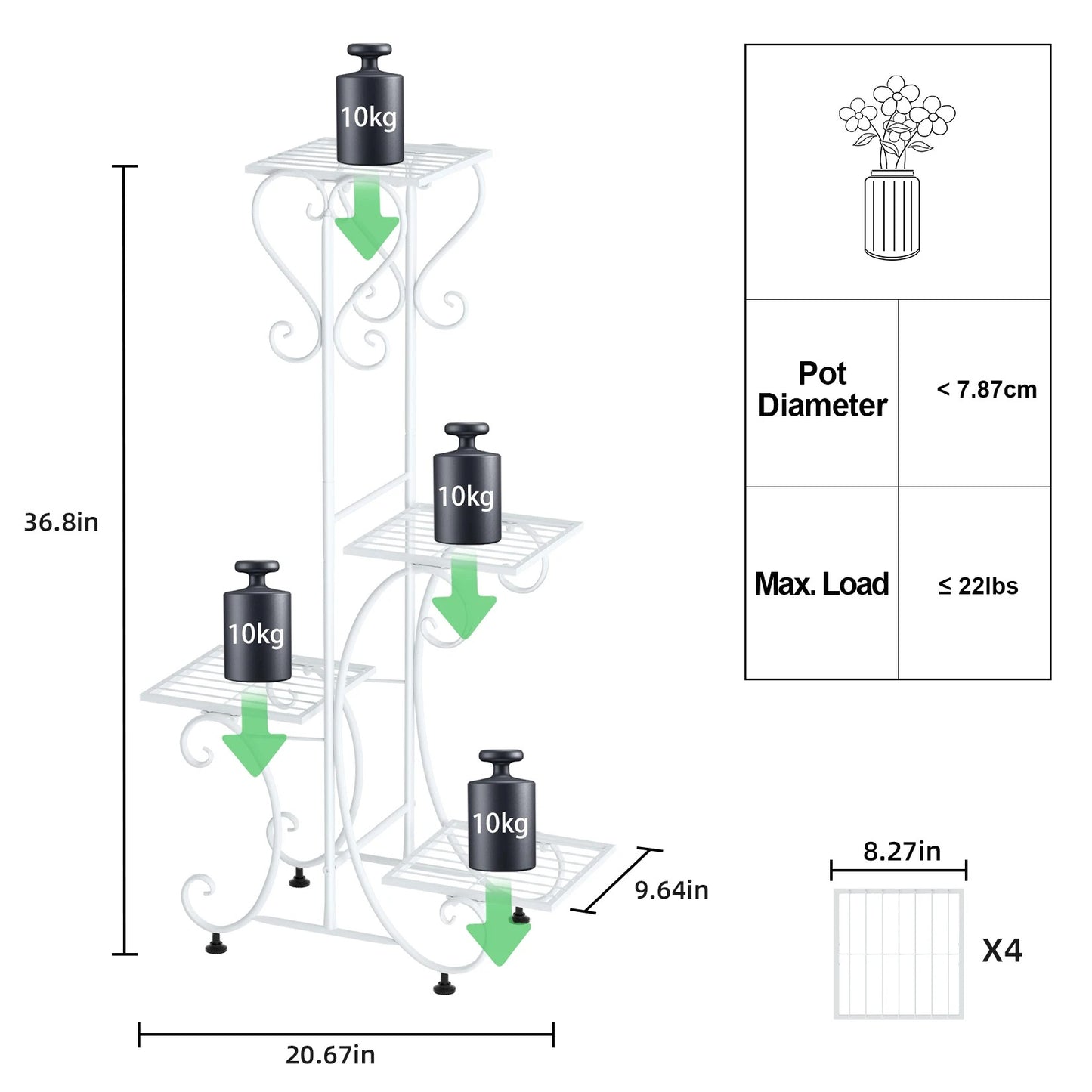 4-Tier Metal Plant Stand – Indoor/Outdoor Flower Display Rack for Balcony and Living Room