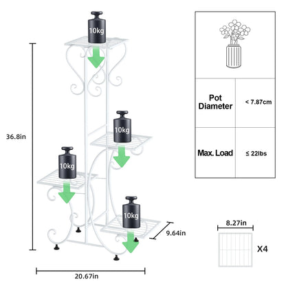 4-Tier Metal Plant Stand – Indoor/Outdoor Flower Display Rack for Balcony and Living Room