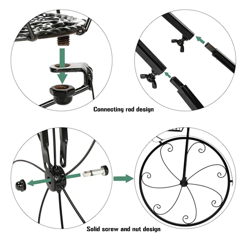 3-Tier Iron Bicycle Plant Stand, Indoor outdoor metal plant stand.