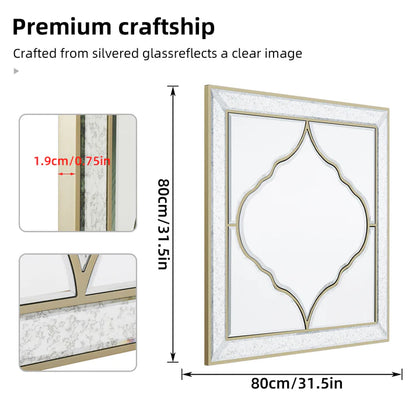 Square Wall Silver Glass Decorative Accent Mirror