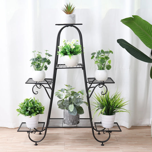 7 Tiers Metal Plant Stand Indoor Outdoor Flower Pot Display Rack Garden Shelf Stand Holder