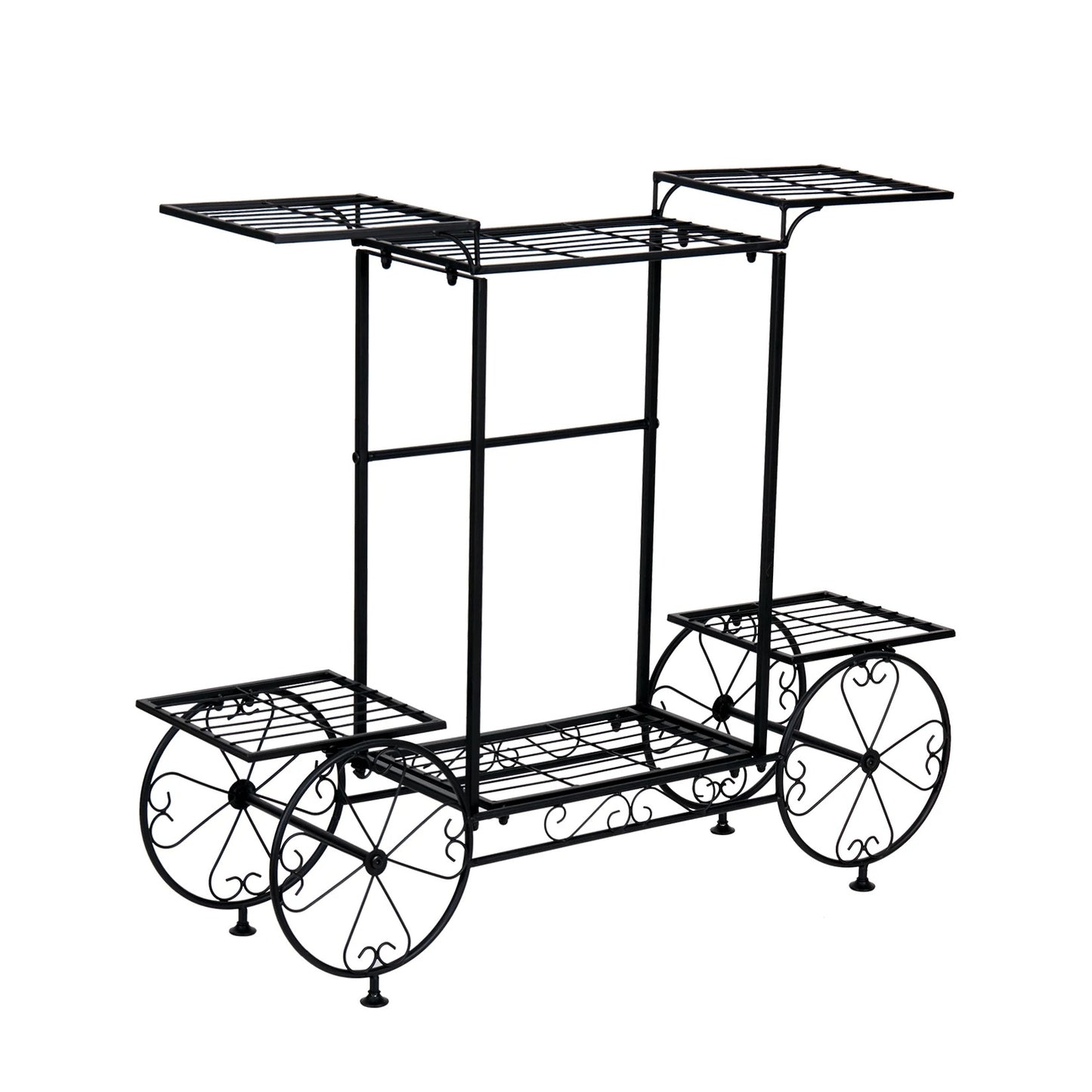 6-Tier Wrought Iron Plant Stand – Indoor/Outdoor Garden Cart Display Shelf for Home Décor