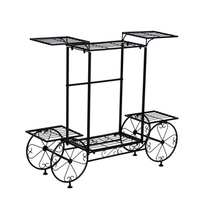 6-Tier Wrought Iron Plant Stand – Indoor/Outdoor Garden Cart Display Shelf for Home Décor