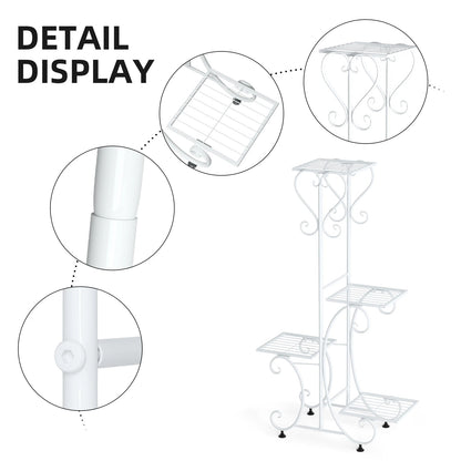 4-Tier Metal Plant Stand – Indoor/Outdoor Flower Display Rack for Balcony and Living Room