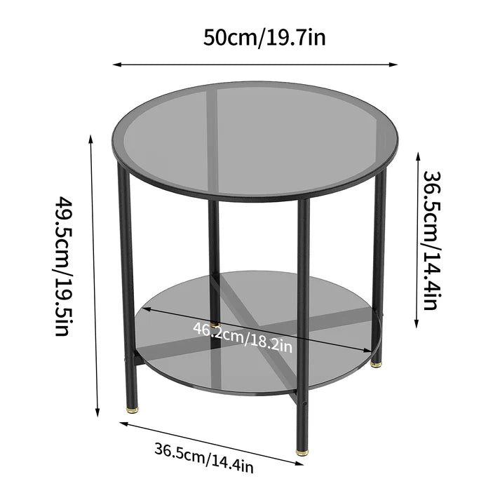 Round Glass Top Sofa Side Table