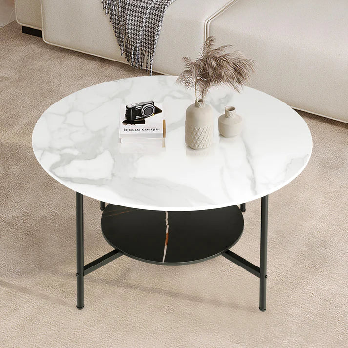 Round Coffee End Table with 2 Tiers