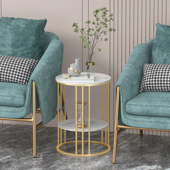 Two-tier Side Accent Table for Sofa Side