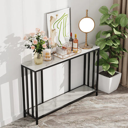 Modern Console Foyer Table w/ Metal Black Frame