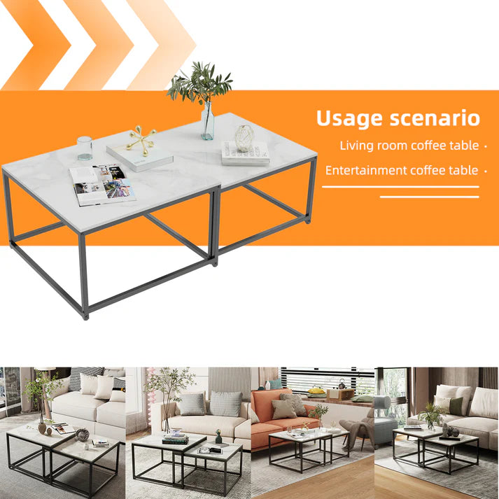 2PCS  Texture Modern-Inspired Nesting Coffee Table Set