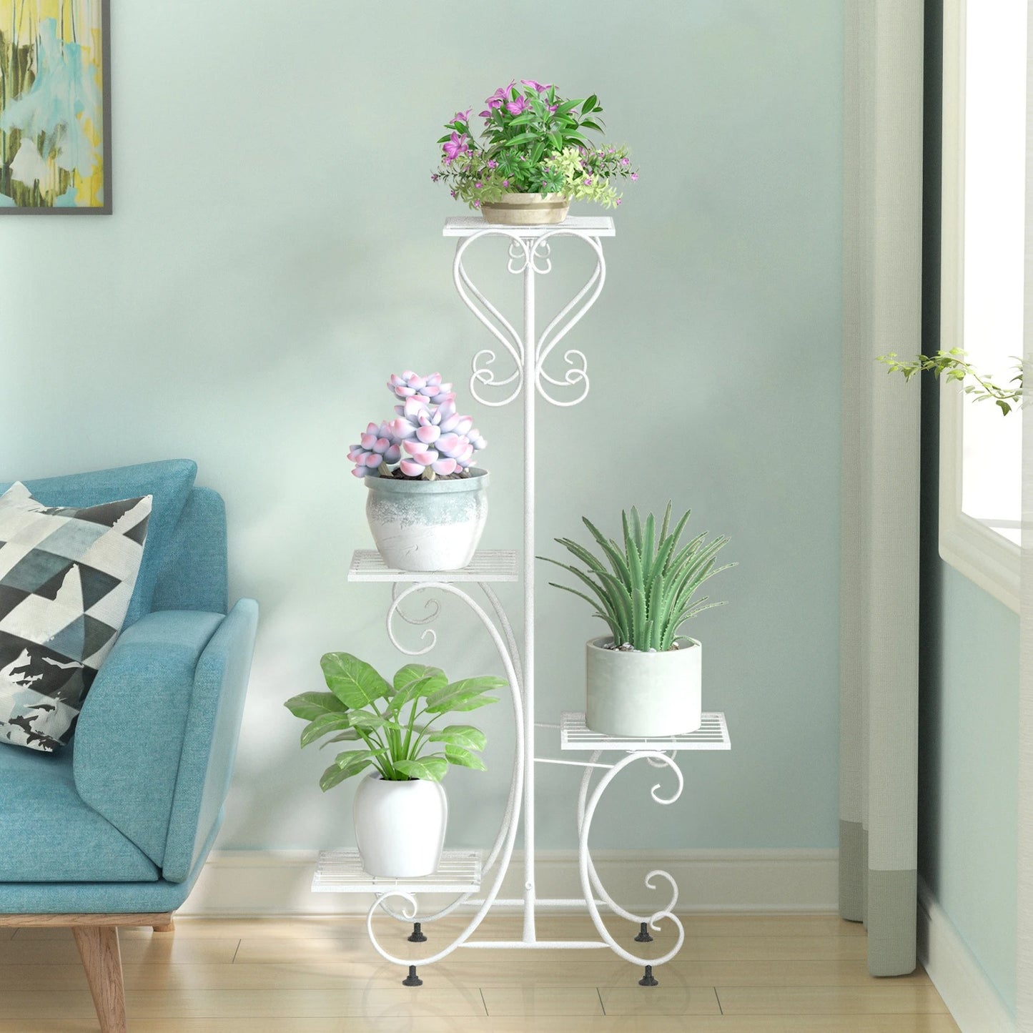 4-Tier Metal Plant Stand – Indoor/Outdoor Flower Display Rack for Balcony and Living Room