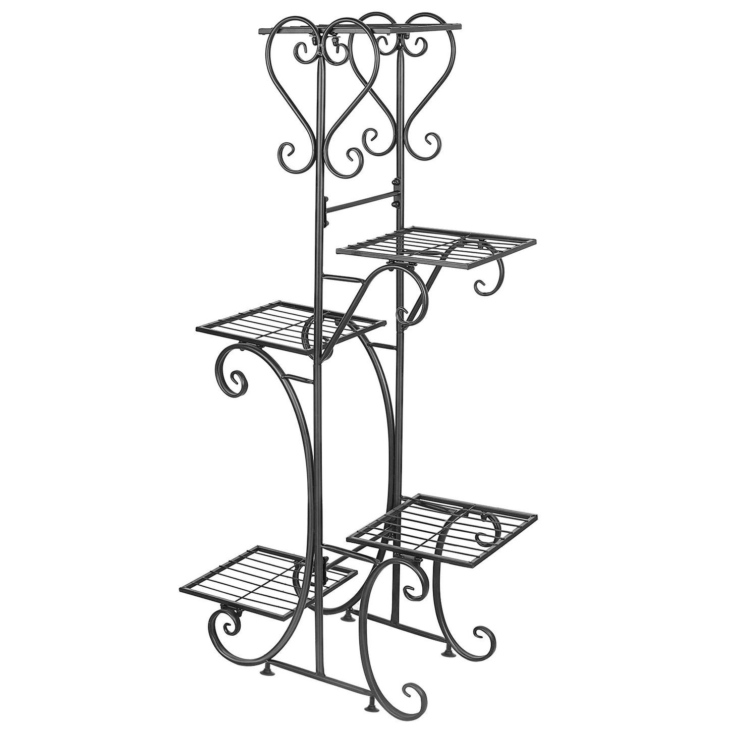 5 Tiered Tall Metal Plant Stand, Indoor Iron Planter Shelf Rack Garden, Metal Flower Pots Display Holder