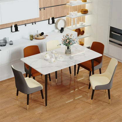 1.2m Modern Dining Table for 4-6 People with Metal Legs Ideal for Kitchen Living Room Restaurant Cafe Shop Furniture