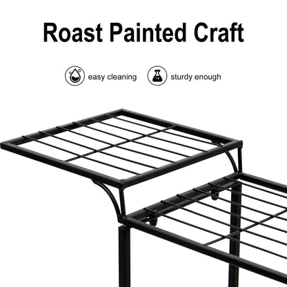 6-Tier Wrought Iron Plant Stand – Indoor/Outdoor Garden Cart Display Shelf for Home Décor