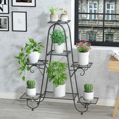 7 Tiers Metal Plant Stand Indoor Outdoor Flower Pot Display Rack Garden Shelf Stand Holder