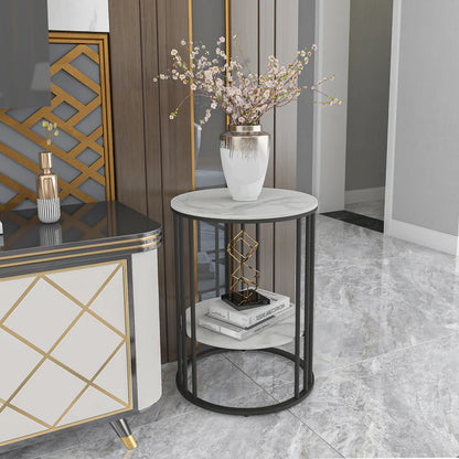 Two-tier Side Accent Table for Sofa Side