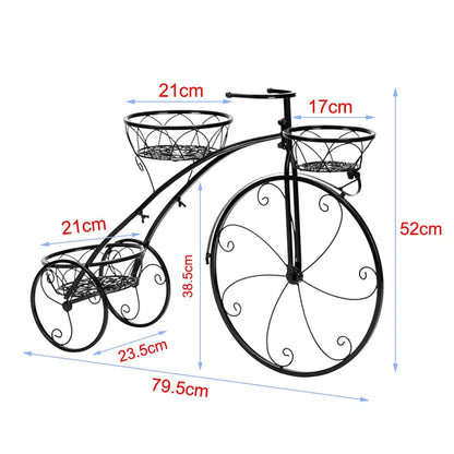 3-Tier Iron Bicycle Plant Stand, Indoor outdoor metal plant stand.